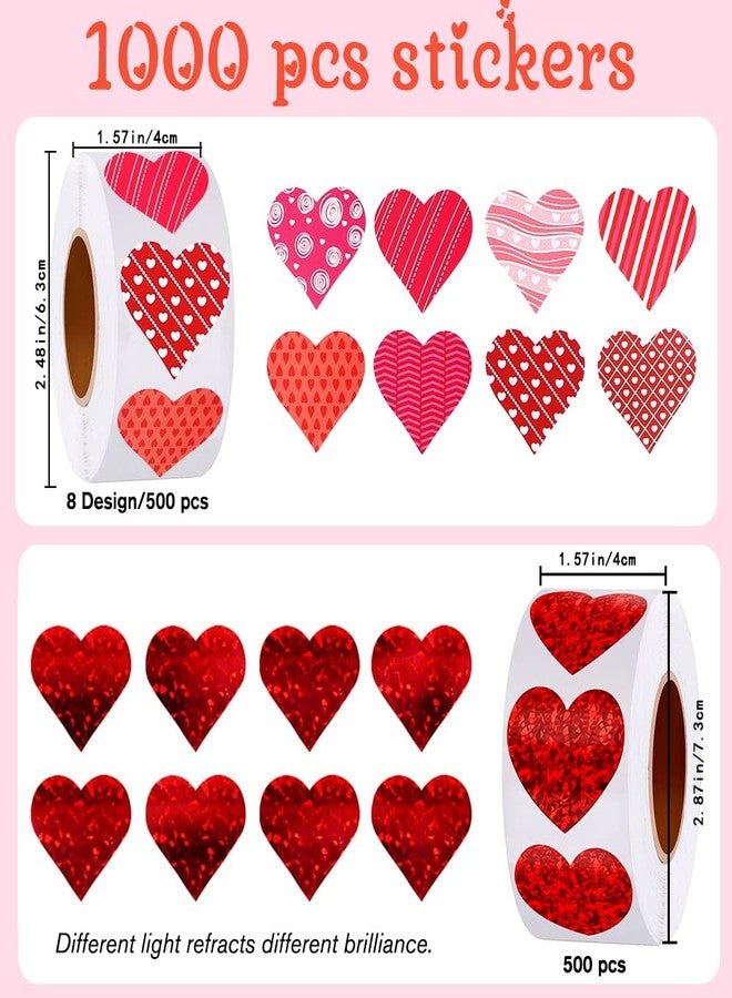 YUJUN 1000 PCS Valentine's Day Heart Stickers Red Roll Heart Self Adhesive Love Decorative Labels Stickers for Valentine's Day Wedding Party Supplies - Image 2